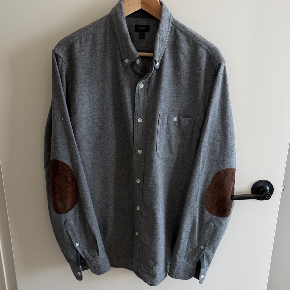 J. Crew Charcoal Shirt with Suede Elbow Patches